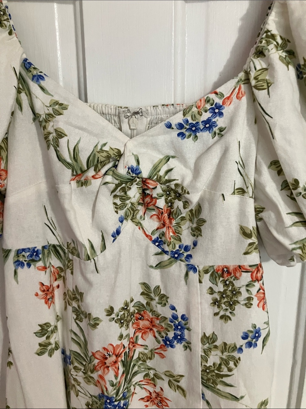 NWT Avec Les Filles Floral linen blend Puff Sleeve Dress Anthropologie 4 - Picture 3 of 7